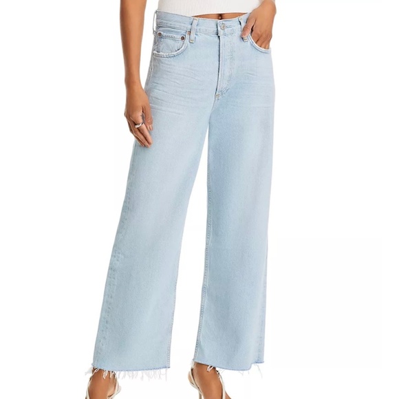 NWT Agolde Ren High Rise Wide Leg Jeans Smash Raw Hem Women's Size 29 - Picture 1 of 11